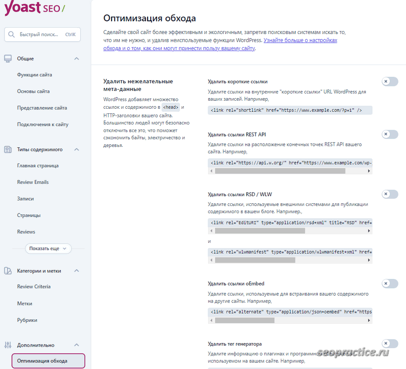 Yoast SEO - оптимизация обхода